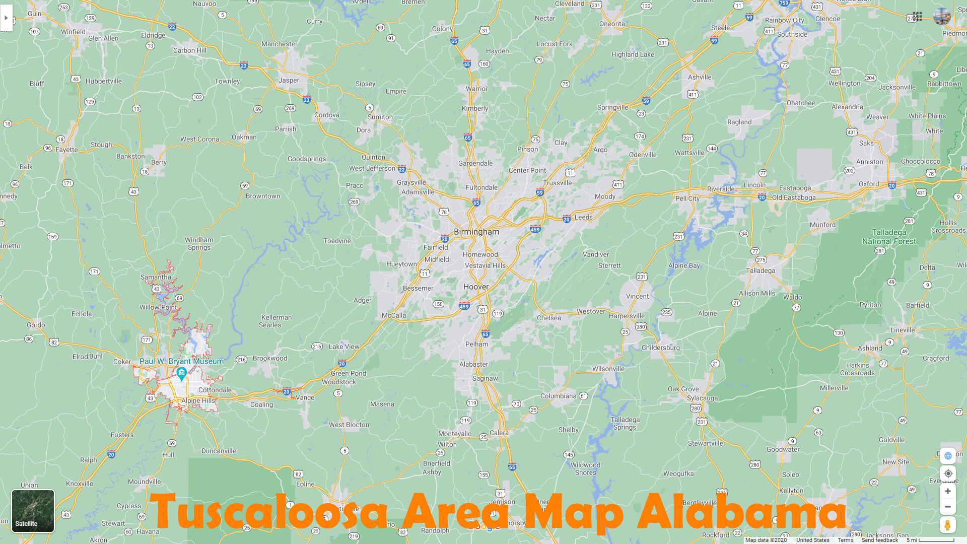 Tuscaloosa Area Map Alabama